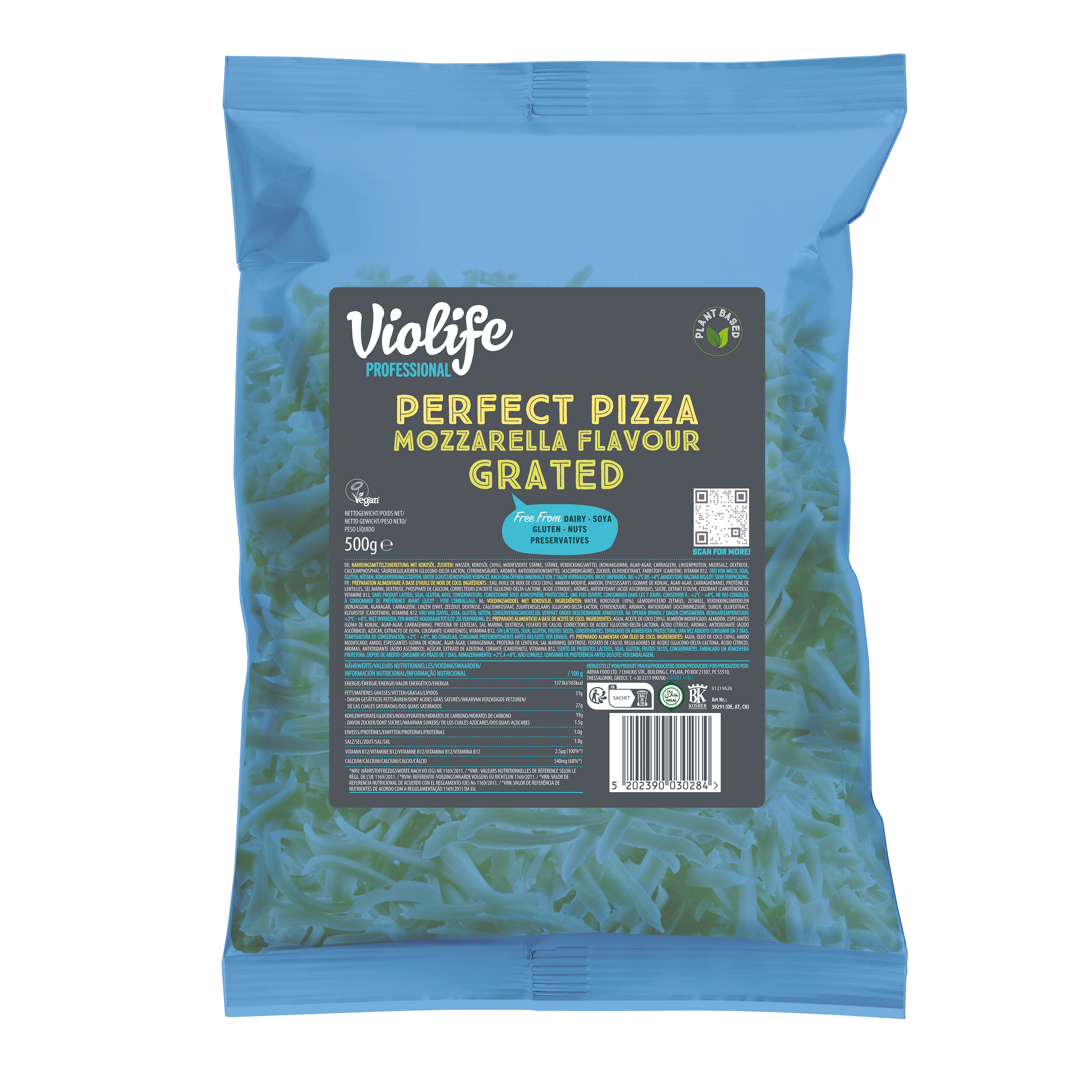 Violife Perfect Pizza Mozzarella Geschmack Gerieben 5x1kg 100% vegane Alternative zu Käse