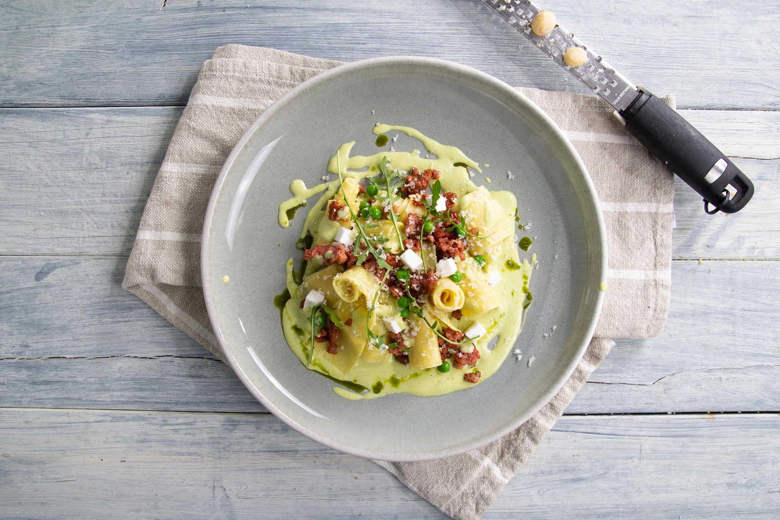recipe image Parpadelle Erbsen-Carbonara