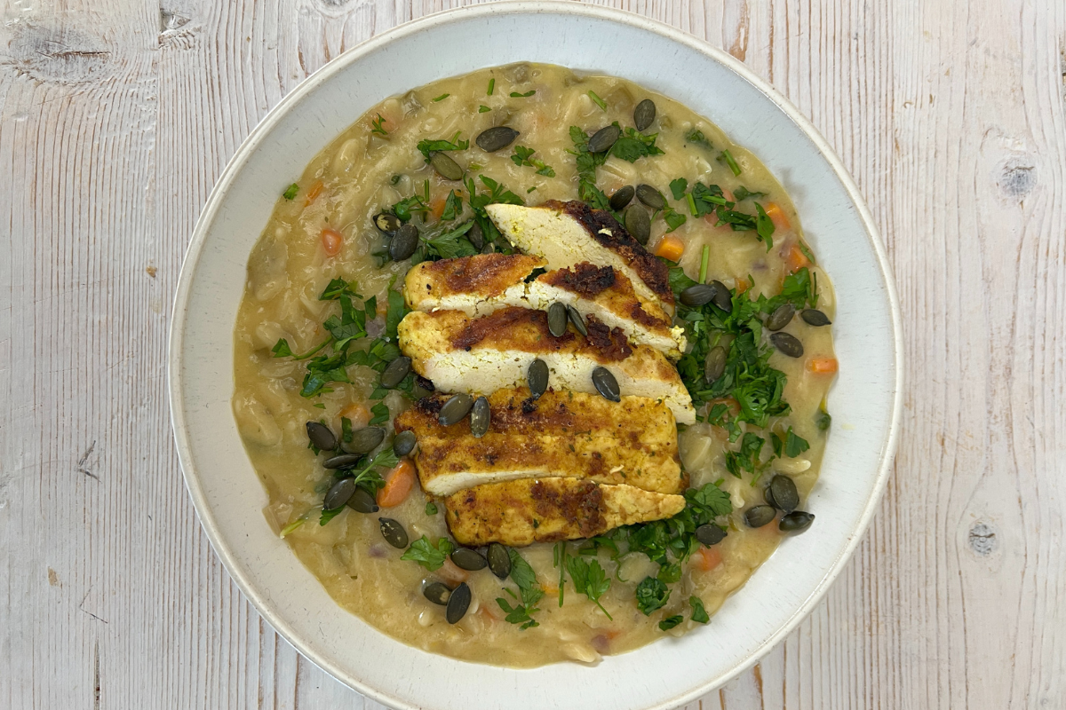recipe image Creamy Lemon and Chi’kn Orzo