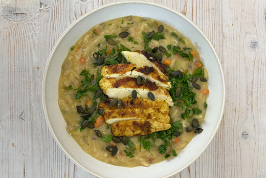 recipe image Creamy Lemon and Chi’kn Orzo
