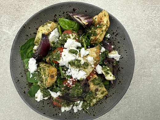 recipe image Greek White, Roasted Celeriac and Puy Lentil Salad with Chimichurri Dressing