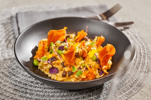 recipe image Risotto de edamame, boniato, y trufa