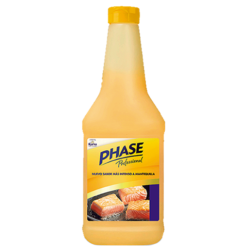 Margarina Phase Líquida, sin lactosa y 100% vegana. Ideal para saltear, preparar salsas y postres. Sustituo de la mantequilla clarificada. No salpica.
